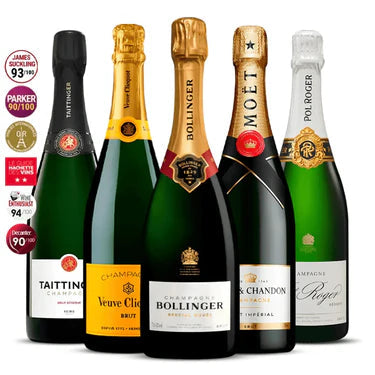 5 Bottle Set: Bolling Special Cuvée, Taitting Brut Réserve, Veuve Brut, M&C Impérial & Pol R Réserve