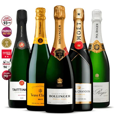 5 Bottle Set: Bolling Special Cuvée, Taitting Brut Réserve, Veuve Brut, M&C Impérial & Pol R Réserve